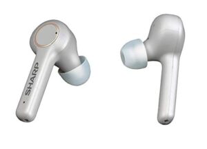 sharp hp-tw30 true wireless noise cancelling splashproof earphone, pearl white