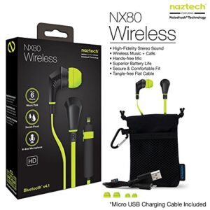 Naztech NX80w Bluetooth Wireless Earphones with Mic Compatible with iPhone 14/13/12/Pro/Pro Max, Galaxy S23/S22/S21, Tablets & More [Lime/Black] 13898