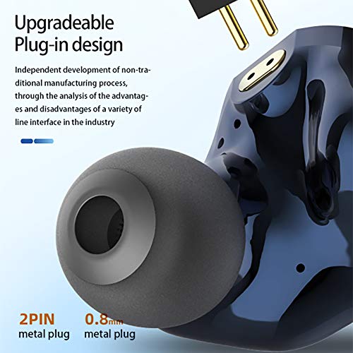 canpur IEM in Ear Monitor Earphones for Musician, Wired 1DD in-Ear Dynamic Headphones IEM HiFi Earphone with 0.8mm 2 Pin 3.5mm L-Plug Cable, in Ear Monitor Headphones for Singer/Audiophile(Deep Blue)