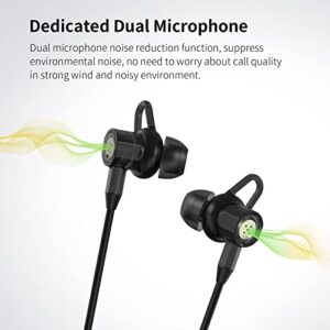 ZAQE Wireless Neckband Bluetooth Headphone V4.2, Comfortable Bluetooth Earbuds ANC Noise Cancelling Headset with 18h Playtime, Magnetic, Compatible with Cell Phones, Black