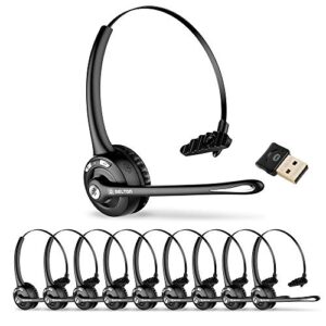 delton trucker bluetooth headset, wireless headphones w/microphone, headphones for truck driver, wireless over the head earpiece with mic for skype, call centers – 18hr – 10 pack