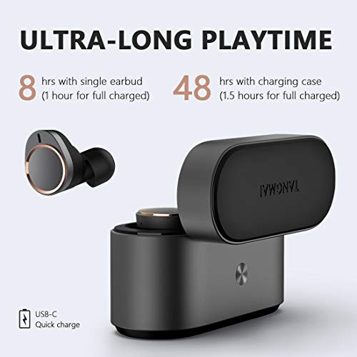 TANGMAI W5 Wireless Earbuds Qcalcomm Bluetooth 5.0 Headphones, 4 Mics with CVC 8.0 for Clear Call, 56H Playtime, aptX with Balanced Armature for Incredible Sound, USB-C, Best TWS for Home Offcie