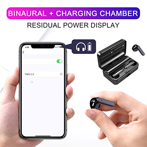 FengLS Wireless Earbuds Bluetooth Headphones Mirror Digital Display Touch Control Wireless Bluetooth Earphones Headphones Earbuds Headset Ipx5 3D Stereo Audio 2000Mah Charging Bin (Black)