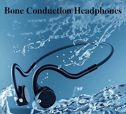 Mp3 Player Bone Conduction Headphones Waterproof for Swimming Open Ear Wireless Sport Earphones IPX8 Built-in 8GB Memory for Running Diving Water Gym Spa (Black-Touch Control)