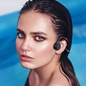 Mp3 Player Bone Conduction Headphones Waterproof for Swimming Open Ear Wireless Sport Earphones IPX8 Built-in 8GB Memory for Running Diving Water Gym Spa (Black-Touch Control)