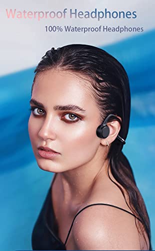 Mp3 Player Bone Conduction Headphones Waterproof for Swimming Open Ear Wireless Sport Earphones IPX8 Built-in 8GB Memory for Running Diving Water Gym Spa (Black-Touch Control)