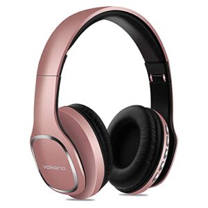 Volkano Wireless Headphones, 24 Hour Playtime Immersive Sound, Foldable Hands-Free Headset, FM Radio and Micro SD Card Slot, Android Compatible [Rose Gold] - Phonic Series