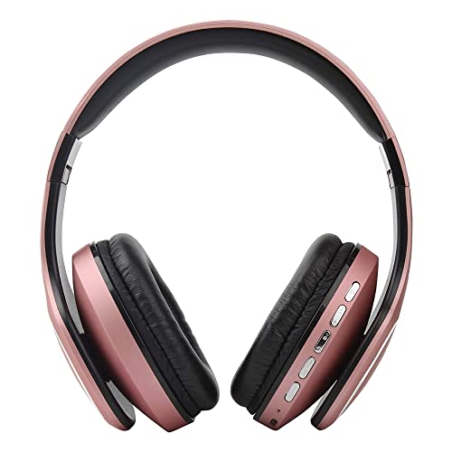 Volkano Wireless Headphones, 24 Hour Playtime Immersive Sound, Foldable Hands-Free Headset, FM Radio and Micro SD Card Slot, Android Compatible [Rose Gold] - Phonic Series