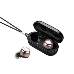 knz true wireless earbuds bluetooth 5.0, ipx7 waterproof, touch control, hd sound, magnetic charging case, built-in microphone, stereo talk, 60-foot wireless range (rose gold)