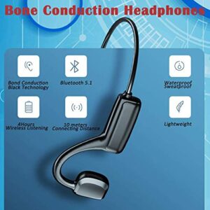 IHAO Open Ear Air Conduction Headset Wireless Bluetooth Sport Headphones with Mic Earphone Lightweight Painless Wearing Sweatproof Earpiece Stereo Earphone for Running Hiking Bicycling