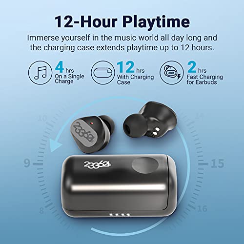 233621 Droplet True Wireless Earbuds, CVC 6.0 Call Noise Cancelling Headphones, IPX5 Waterproof Bluetooth 5.0 Earphones Touch Control, Stereo Sound, Comfortable fit for Home, Office, Gym (Black)