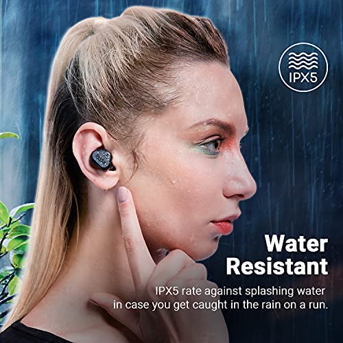 233621 Droplet True Wireless Earbuds, CVC 6.0 Call Noise Cancelling Headphones, IPX5 Waterproof Bluetooth 5.0 Earphones Touch Control, Stereo Sound, Comfortable fit for Home, Office, Gym (Black)