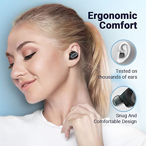 233621 Droplet True Wireless Earbuds, CVC 6.0 Call Noise Cancelling Headphones, IPX5 Waterproof Bluetooth 5.0 Earphones Touch Control, Stereo Sound, Comfortable fit for Home, Office, Gym (Black)