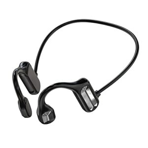 schicj133mm bone conduction headphones – bluetooth-compatible 5.0 earphone ear hook waterproof wireless sports headphone for mobile phone black (b-11)