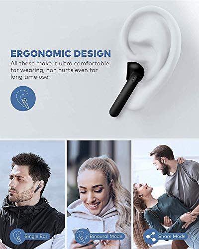 ROITON Wireless Earbuds Bluetooth 5.0 Headphones with 30H Cycle Playtime Built-in Mic IPX6 Waterproof Headsets with Charging Case for in-Ear Buds Stereo Earphones for Android etc