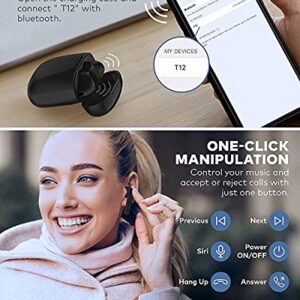 ROITON Wireless Earbuds Bluetooth 5.0 Headphones with 30H Cycle Playtime Built-in Mic IPX6 Waterproof Headsets with Charging Case for in-Ear Buds Stereo Earphones for Android etc