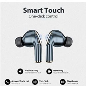 Wireless Bluetooth Earbuds Headphones in Ear with Mic.Touch Control LED Display (Black) High Sound Quality Wireless Earbud, Deep Bass Stereo Bluetooth Earbud with HD Mic(Blue) (AC697N)