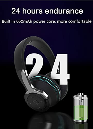 VR robot Noise Cancelling Over Ear Deep Bass Wireless Headphones Bluetooth 5.1 Stereo Foldable Headset Multicolor LED Light Built-in Mic Earphone for Phone Black