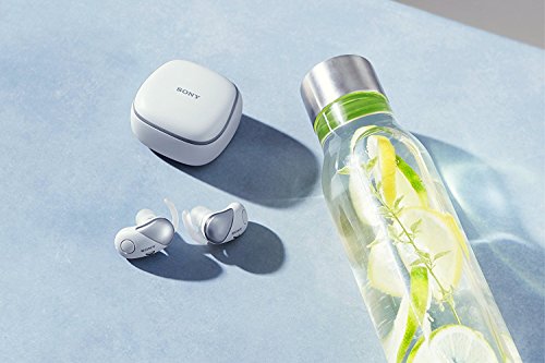 Sony WF-SP700N/W True Wireless Splash-Proof Noise-Cancelling Earbuds with Built-In Microphone (White), 5 x 2.4 x 6 inches