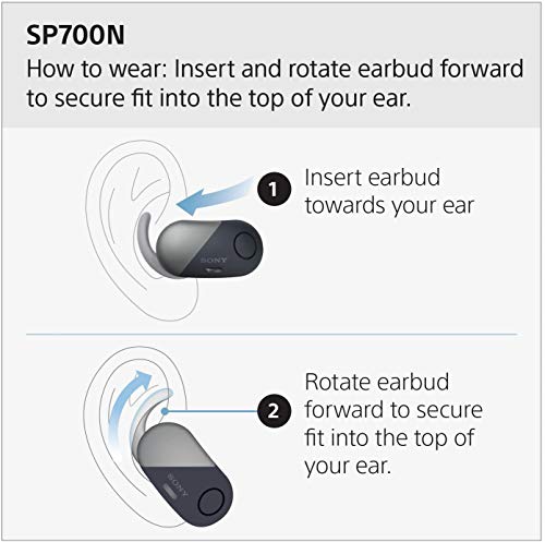 Sony WF-SP700N/W True Wireless Splash-Proof Noise-Cancelling Earbuds with Built-In Microphone (White), 5 x 2.4 x 6 inches