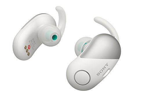 Sony WF-SP700N/W True Wireless Splash-Proof Noise-Cancelling Earbuds with Built-In Microphone (White), 5 x 2.4 x 6 inches