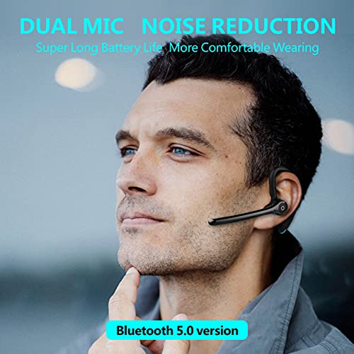 Loluka Wireless Bluetooth Earpiece for Cell Phone Noise Canceling Microphone Headset 48Hrs Playtime V5.0 Heeds-Free Wireless Earphones for Truck Office Business Driving Meeting