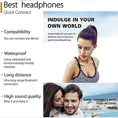 Coolwin Wireless Earbuds Bluetooth 5.0 Headphones Mobile Charging Case,IPX5 Waterproof,3D Stereo Air Buds in-Ear Ear Buds Built-in Mic,Pop-ups Auto Pairing Airpod Android iPhone Apple Earbuds White