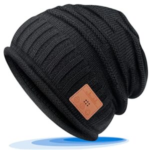 bluetooth beanie gifts for men women – cool christmas stocking stuffers birthday gifts ideas for teen boys girls husband wife dad mom winter music knit hat with bluetooth 5.0 headphones outdoor black