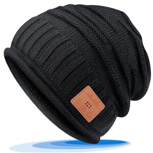 Bluetooth Beanie Gifts for Men Women - Cool Christmas Stocking Stuffers Birthday Gifts Ideas for Teen Boys Girls Husband Wife Dad Mom Winter Music Knit Hat with Bluetooth 5.0 Headphones Outdoor Black