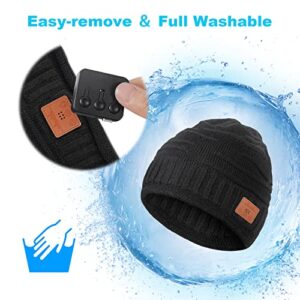 Bluetooth Beanie Gifts for Men Women - Cool Christmas Stocking Stuffers Birthday Gifts Ideas for Teen Boys Girls Husband Wife Dad Mom Winter Music Knit Hat with Bluetooth 5.0 Headphones Outdoor Black