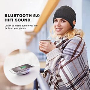 Bluetooth Beanie Gifts for Men Women - Cool Christmas Stocking Stuffers Birthday Gifts Ideas for Teen Boys Girls Husband Wife Dad Mom Winter Music Knit Hat with Bluetooth 5.0 Headphones Outdoor Black