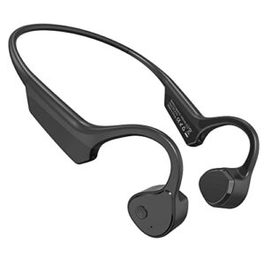 amaface bone conduction headphones with mic,titanium lightweight,open ear headphones noise reduction waterproof wireless bluetooth 5.0 sport headset for running, bicycling, hiking, yoga -black