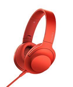 sony hear on premium hi-res stereo headphones (wired), cinnabar red