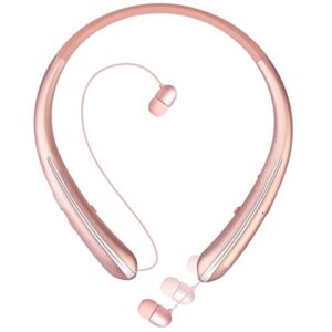 ttstr retractable earbuds wireless headset neckband sports noise cancelling bluetooth headphones stereo earphones with mic,pink