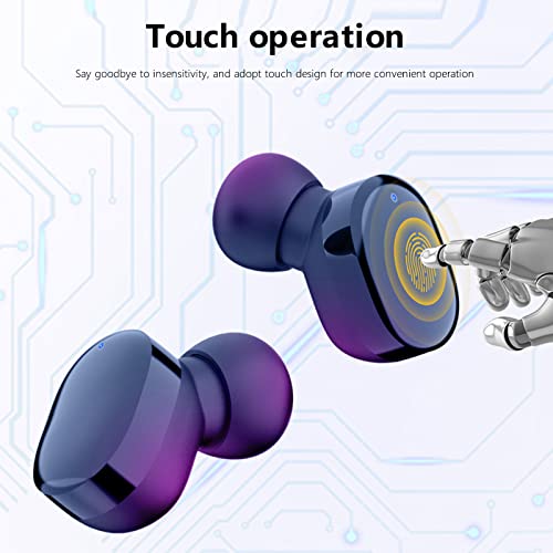 Touch-Control Wireless Bluetooth Earphones, IPX54 Waterproof Earbuds, Hi-Fi TWS-Headphones with LED Breathing Lamp Earphones, Ergonomically Design,Noise Suppression and Stable Signal, for iOS Android