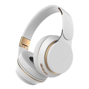 bluetooth over ear headphones – wireless/wired 80 hrs stereo bluetooth headsets foldable headset with deep bass 50mm neodymium drivers for pc/phone (white)