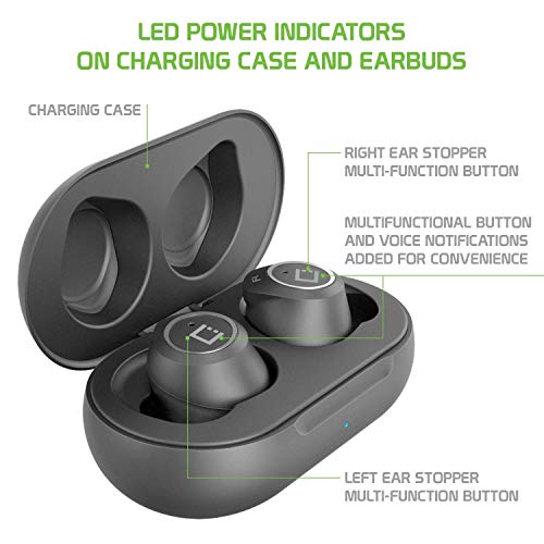 Wireless V5 Bluetooth Earbuds Compatible with Nokia 2720 Flip with Charging case for in Ear Headphones. (V5.0 Black)