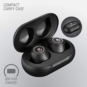 Volkano IPX4 True Wireless Earphones Bluetooth Earbuds with Charging Case, 18 Hour Playtime Typc-C Fast Charging, Auto Reconnect, Lightweight Pocket-Sized [Black] - Taurus Series