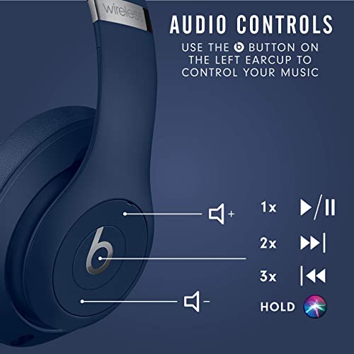 Beat Studio3 Wireless Noise Cancelling Over-Ear Headphones - W1 Headphone Chip, Class 1 Bluetooth, Active Noise Cancelling, 22 Hours of Listening Time (Blue)