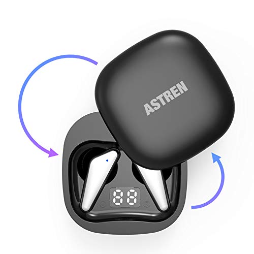 Astren Zyre True Wireless Earbuds – Ergonomic Bluetooth Earbuds with Rotating Charging Case – Noise-Cancelling Waterproof Bluetooth Earbuds – Comfortable and Lightweight Earbuds with Mic (Black)