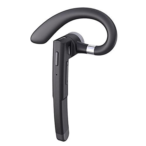 Wireless Bluetooth Single Ear Headset Ear Hook for High Definition Hands-Free Calls with Dual Mic Noise Canceling