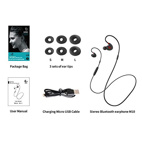 GEG Bluetooth Neckband Earphone Apt-X Sport Wireless Earbuds Bluetooth Version 4.2 with Hand Free Microphone Earphone Comfortable and Lightweight IPX4 Waterproof Earbuds Black