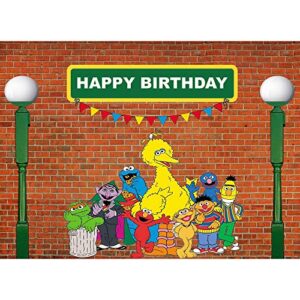 menggege brick wall photography backdrops sesame street first 1st second 2nd third 3rd boy girl birthday party banner baby shower photo background supply decoration 7x5ft vinyl