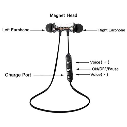 Wireless Headphones, Bluetooth Headphones, Best Sports Earbuds, Waterproof Stereo Earphones for Gym Running, Xt11 Earphone Wireless Magnetic in-Ear Bluetooth Earphone Silver
