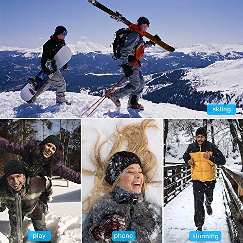 Upgraded Bluetooth Beanie Unisex for Heartwarming Xmas Gifts Outdoor Sports Skiing Skating Jogging with V5.0 Bluetooth Beanie Hats Wireless Headphone Built-in Mic Suit (Dark Grey)