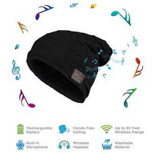 Upgraded Bluetooth Beanie Unisex for Heartwarming Xmas Gifts Outdoor Sports Skiing Skating Jogging with V5.0 Bluetooth Beanie Hats Wireless Headphone Built-in Mic Suit (Dark Grey)