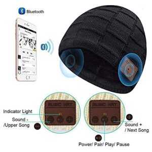 Upgraded Bluetooth Beanie Unisex for Heartwarming Xmas Gifts Outdoor Sports Skiing Skating Jogging with V5.0 Bluetooth Beanie Hats Wireless Headphone Built-in Mic Suit (Dark Grey)