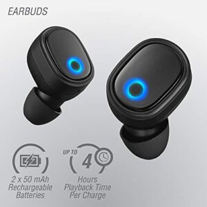 Volkano True Wireless Stereo Earbuds, Bluetooth Earphones 16 Hour Playtime w/Charging Case, Audífonos Inalámbricos Compatible with Google Assistant and Siri, Auto-Reconnect [Black] - Mobile Series