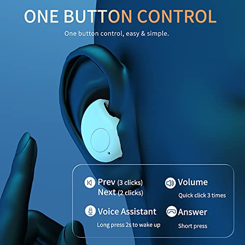 Mini Bluetooth Earphone, Invisible Wireless Headphone in-Ear Earbud with Microphone, 16 Hours Playing Time Earpiece Car Headset USB Charger for iPhone Samsung Smartphone (Nude)