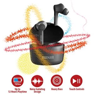 Maxell Sync Up B13 True Wireless in-Ear Earbud, Bluetooth 5.0, 12HRS of Playtime, Heavy Bass, Comfort Fit, Black, (199899)